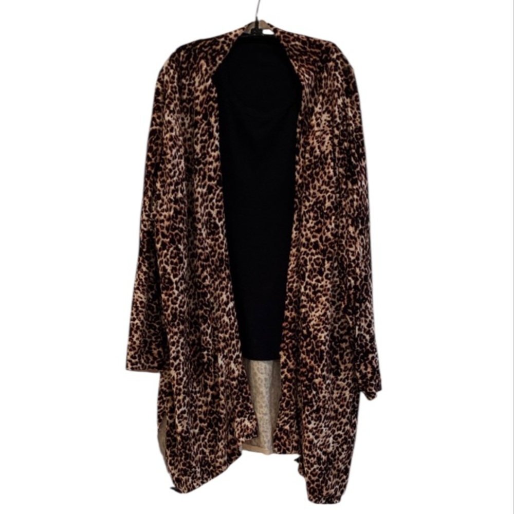 Jessica London leopard print long cardigan sweater size 26